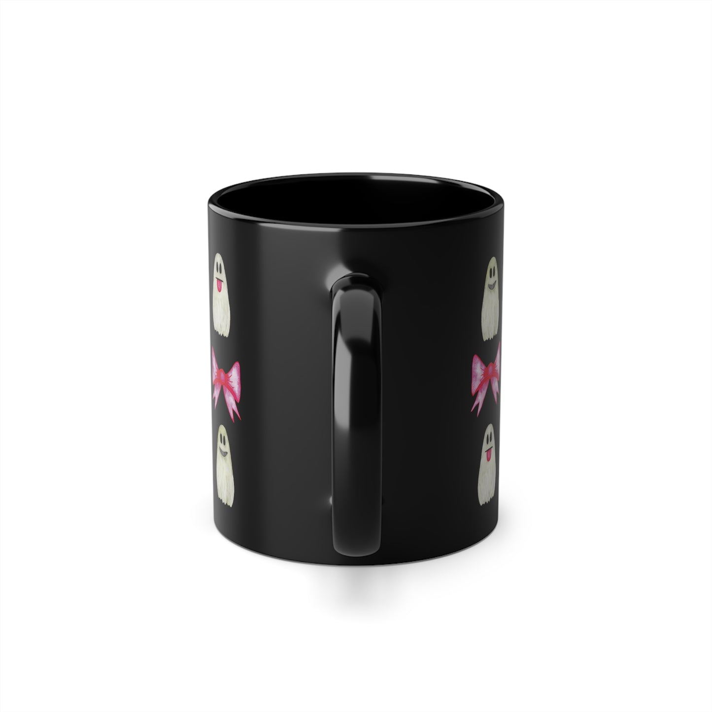 👻 Keramiktasse mit Geister- & Schleifenmuster – In Schwarz oder Weiß erhältlich 🎀☕